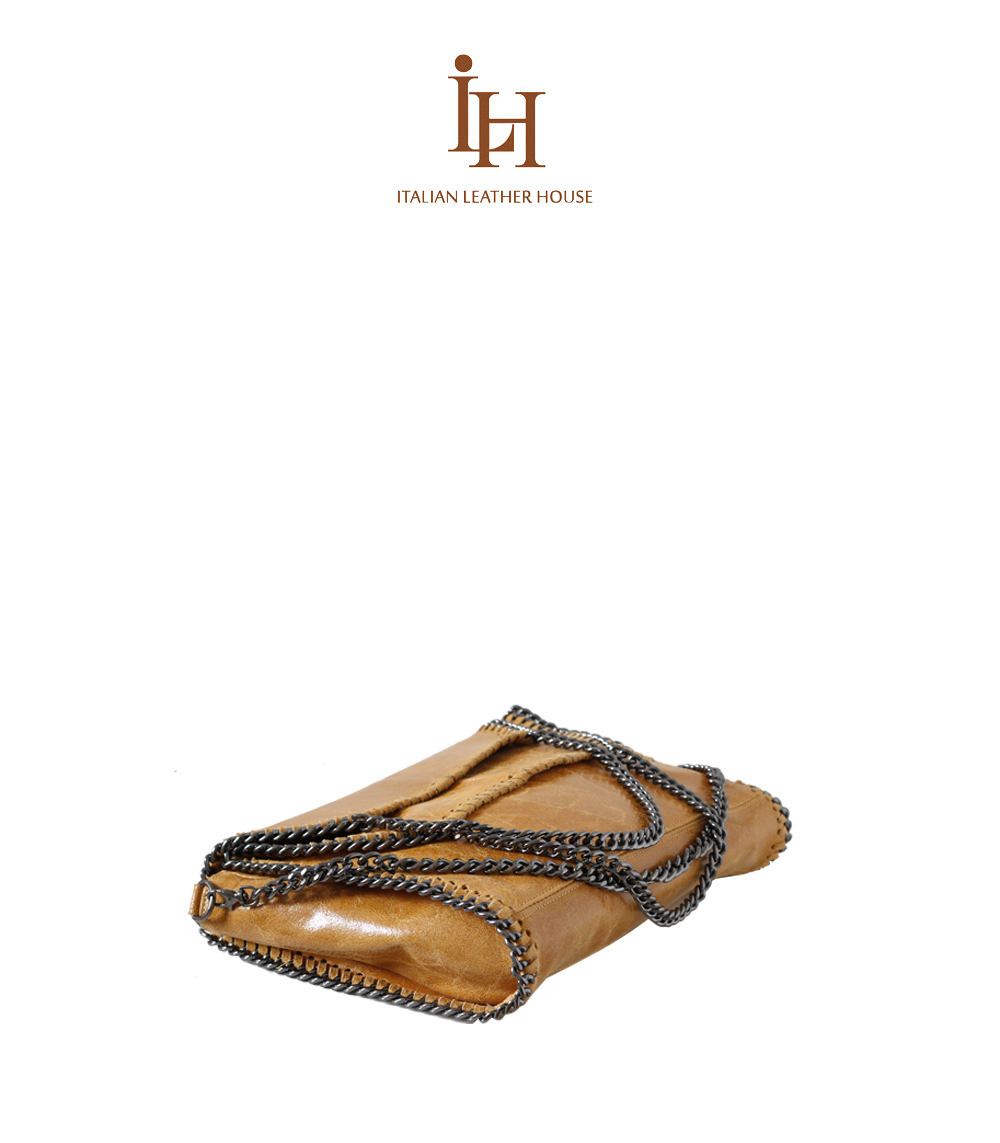 ITALY-Men's handmade genuine leather handbag with metal zip closure and shoulder  strap